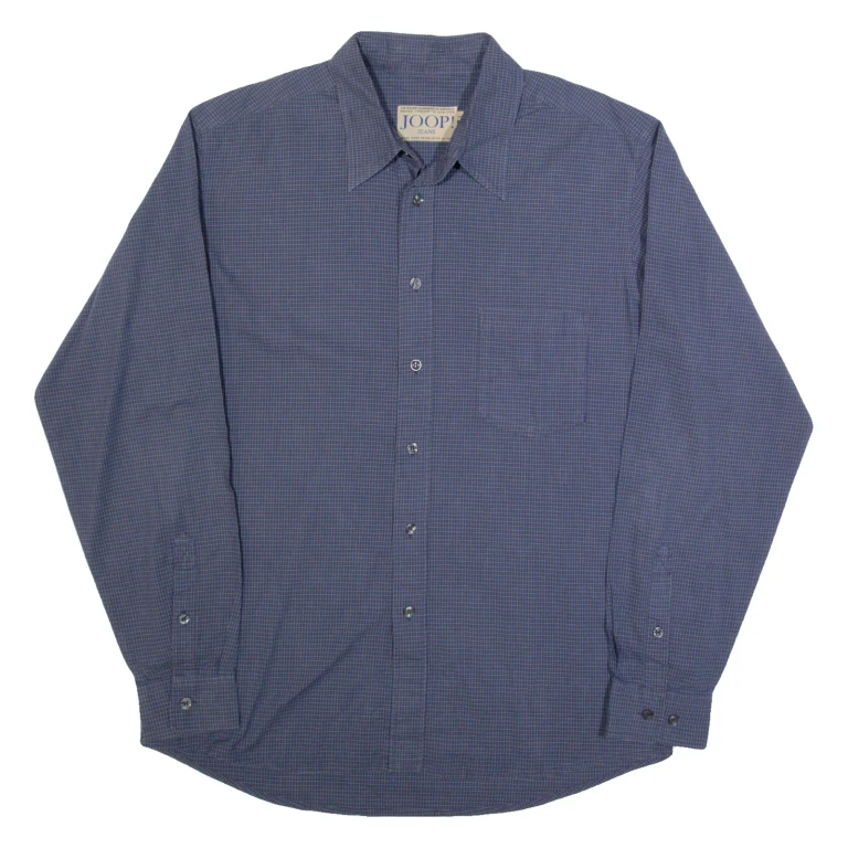 JOOP! Mens Shirt Blue Check Long Sleeve L