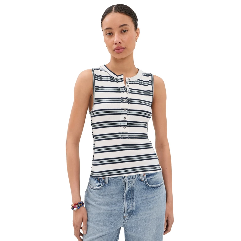 Free People Jamie Henley Stripe Tank White Combo XS