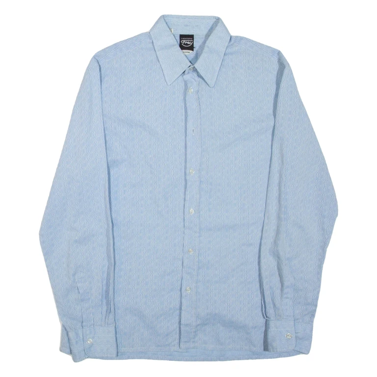 CHEMISERIE Mens Plain Shirt Blue Long Sleeve M