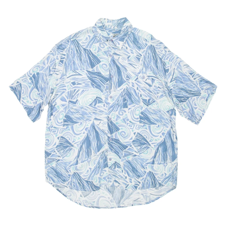 Mens Shirt Blue Viscose Crazy Pattern L