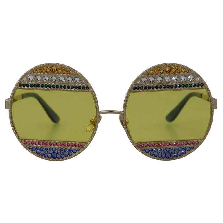 Dolce & Gabbana Gold Oval Metal Crystals Shades Dg2209b Sunglasses - Women
