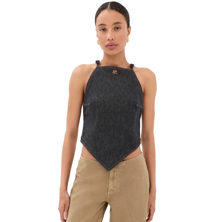 Courrèges Pointy Denim Tank Top Brut 40