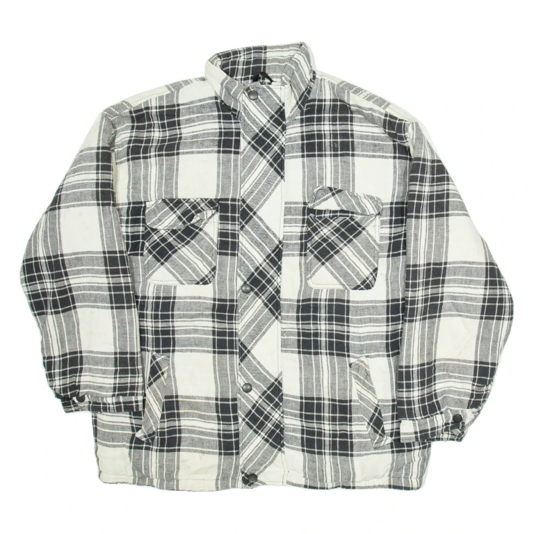 NOBLESSIMO Mens Lumberjack Jacket White Check M