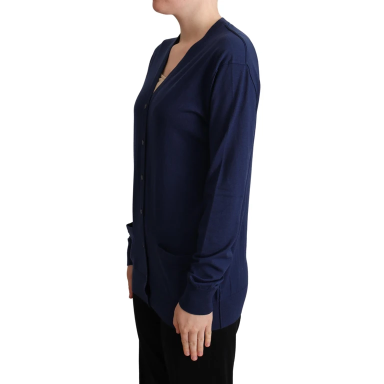 Dolce & Gabbana Blue Virgin Wool Button Down Cardigan Sweater Clothing - Women