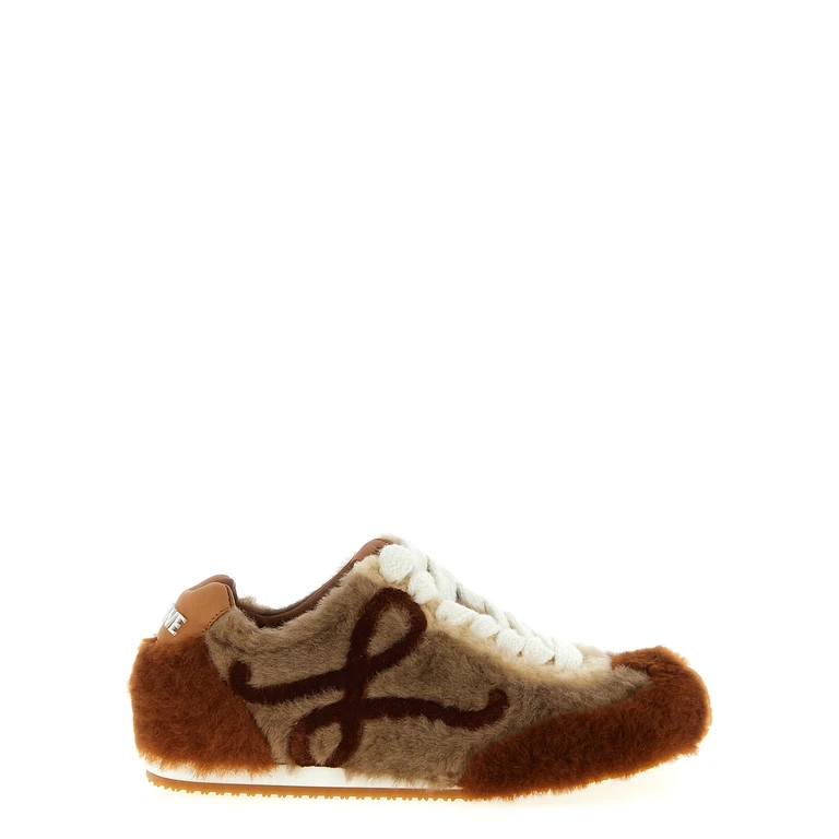 Brown Lamb Leather Low Top Sneakers - Women