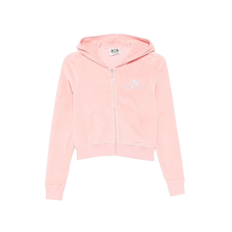 Sporty & Rich X Juicy Couture Rhinestone-embellished Velour Hoodie