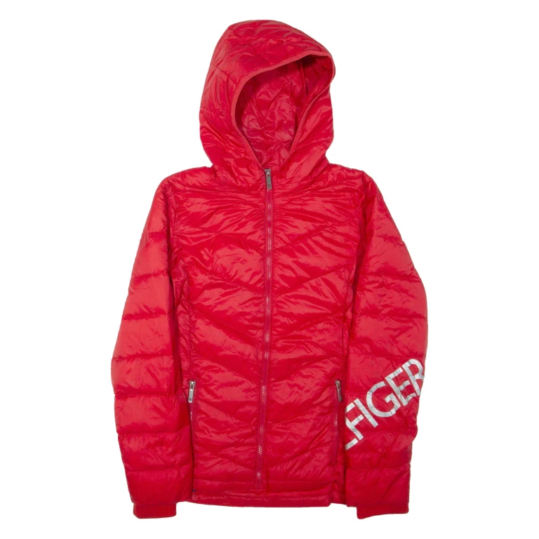 TOMMY HILFIGER Mens Jacket Red Nylon Hooded S