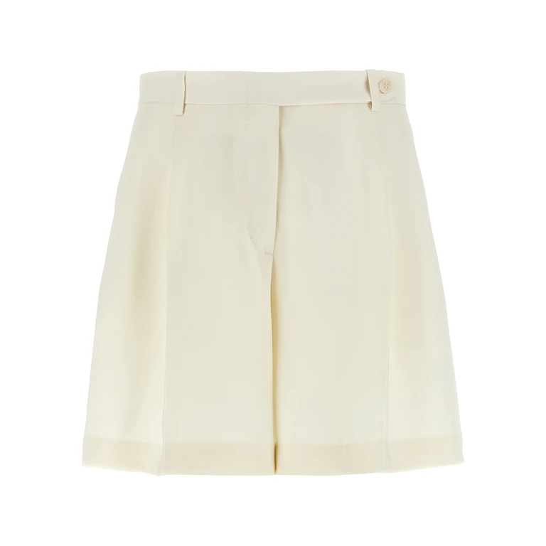 Brioni White Silk Bermuda Shorts - Women