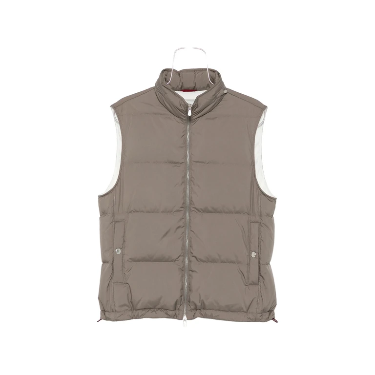 Brunello Cucinelli Lightweight Techno-fabric Down Vest With Packable Hood