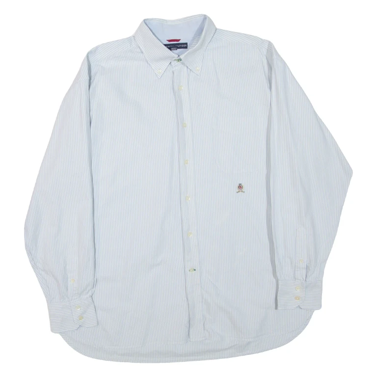 TOMMY HILFIGER Mens Shirt Blue Striped Long Sleeve XL