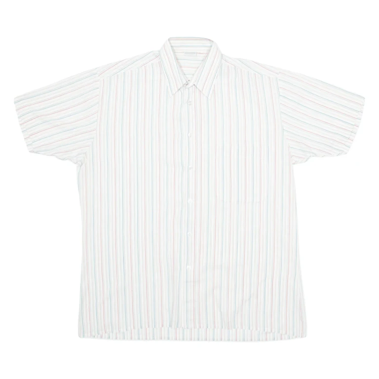 Mens Shirt White Striped L