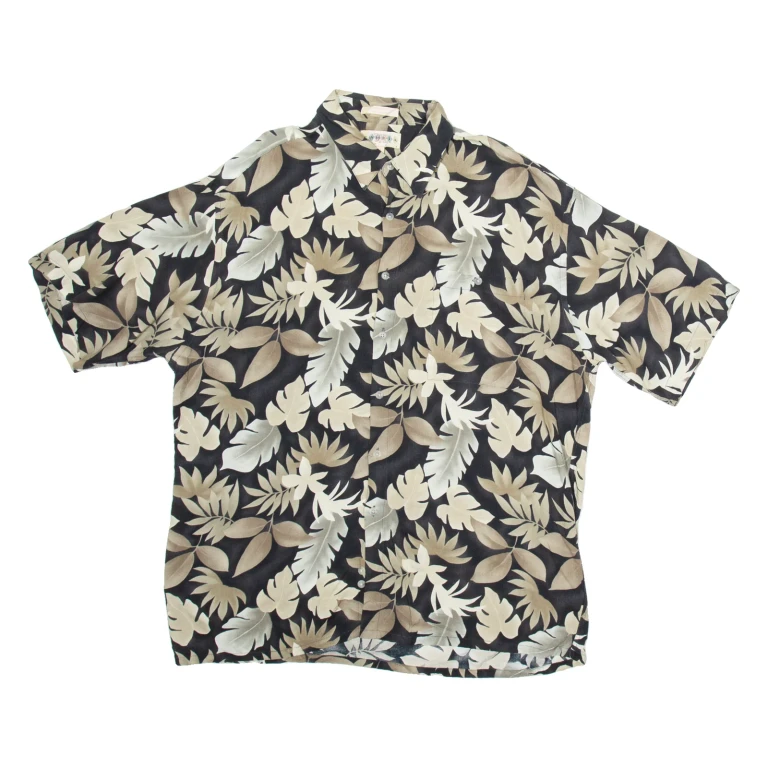 CAMPIA Mens Hawaiian Shirt Black Floral XL