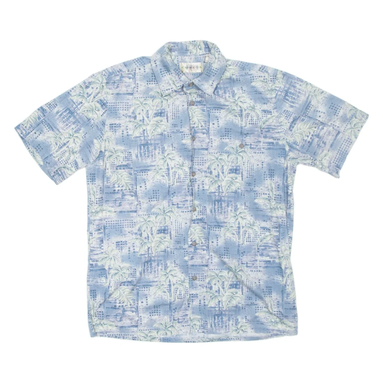 CAMPIA MODA Mens Hawaiian Shirt Blue Floral M