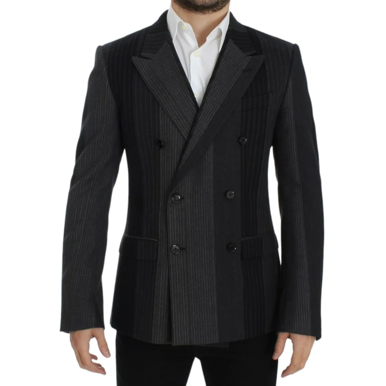 Gray Striped Wool Stretch Blazer Clothing - Men