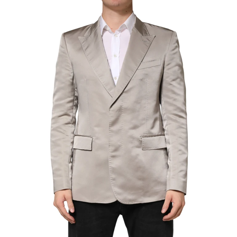 Dolce & Gabbana Beige Silk Single Breasted Jacket Men Blazer Clothing - Men