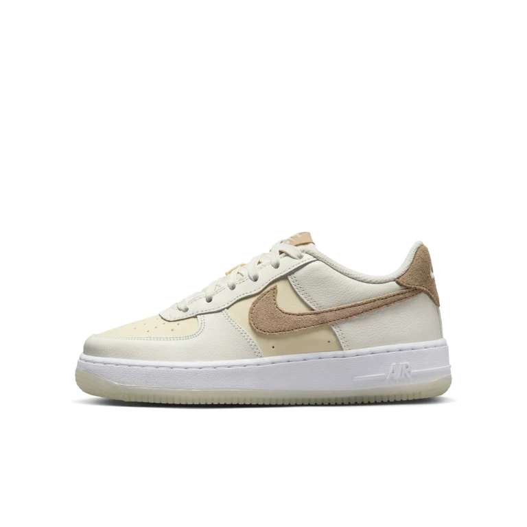 Grade School Air Force 1 Low Lv8 5 'Sail Coconut Milk White Khaki Gs' Sneakers