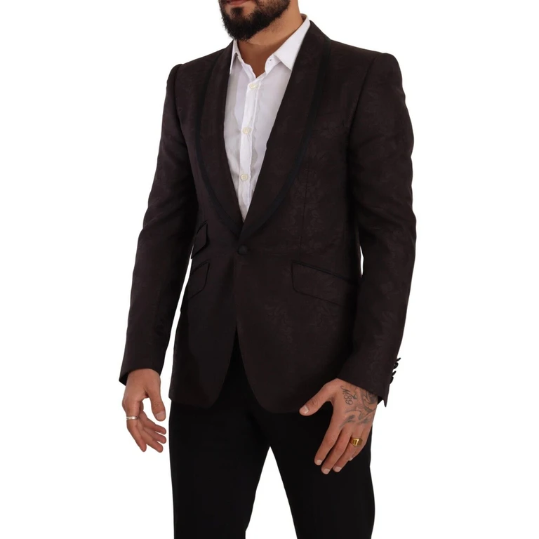 Dolce & Gabbana Purple Jacquard Single Breasted Sicilia Blazer Bordeaux Virgin Wool Clothing - Men