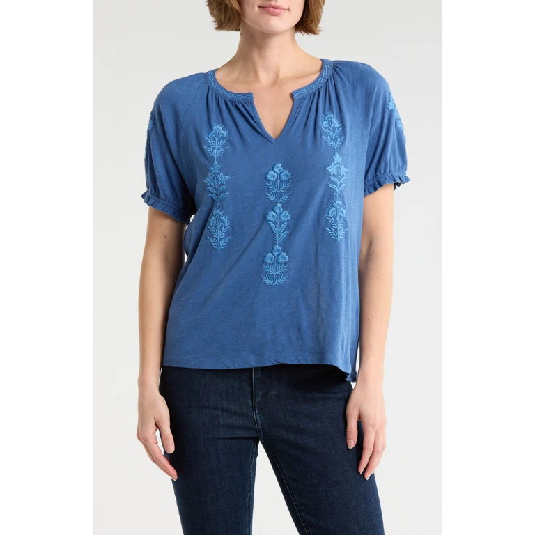 Women's Emb Notch Neck - True Navy