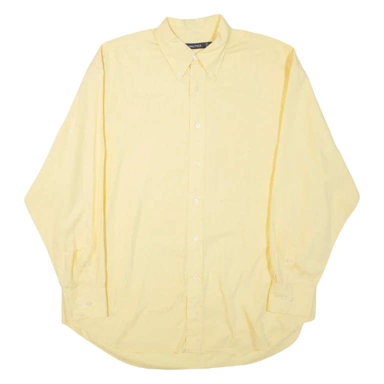 NAUTICA Mens Plain Shirt Yellow Long Sleeve XL