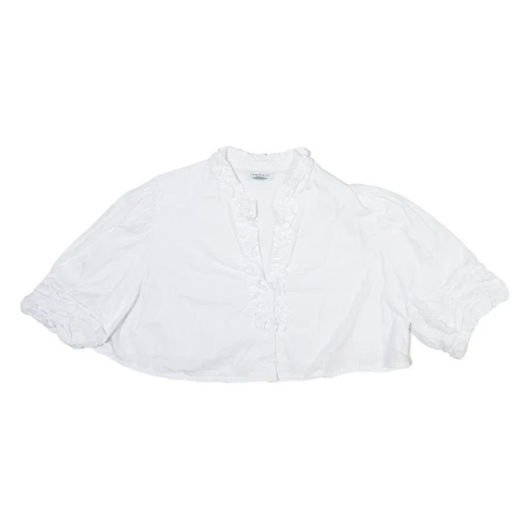 LANDHAUS Womens Blouse White V-Neck 3/4 Sleeve M