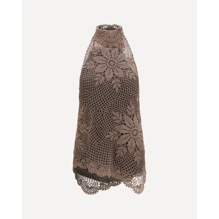 Crochet lace high-neck Top Female 40