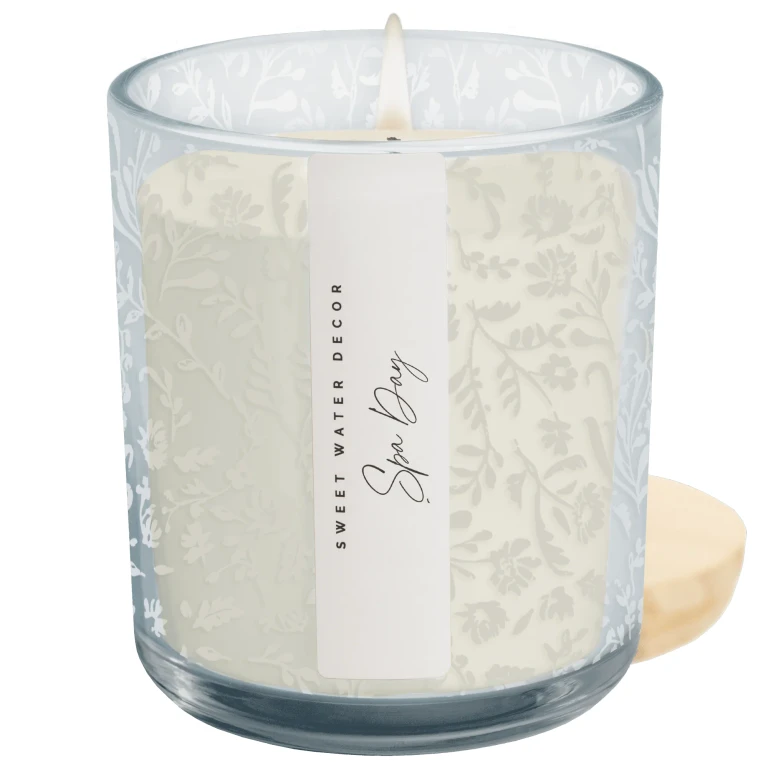 Spa Day Soy Candle - Blue Tinted Glass Jar - 12 oz
