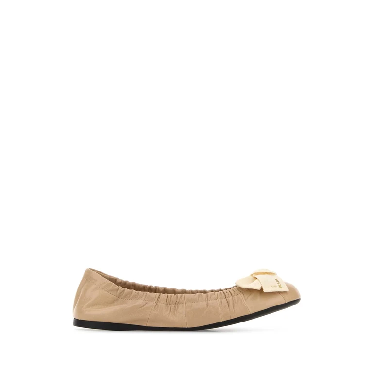 Beige Leather Ballerinas Sabbia Ballerine - Women