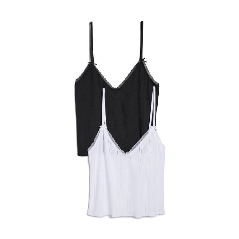 COUCOU The Cami 2 Pack White/Black L