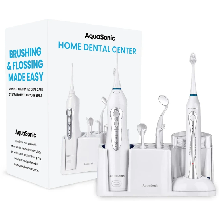 Home Dental Center Ultra Sonic Rechargeable Electric Toothbrush & Smart Water Flosser - Complete Family Oral Care System- White