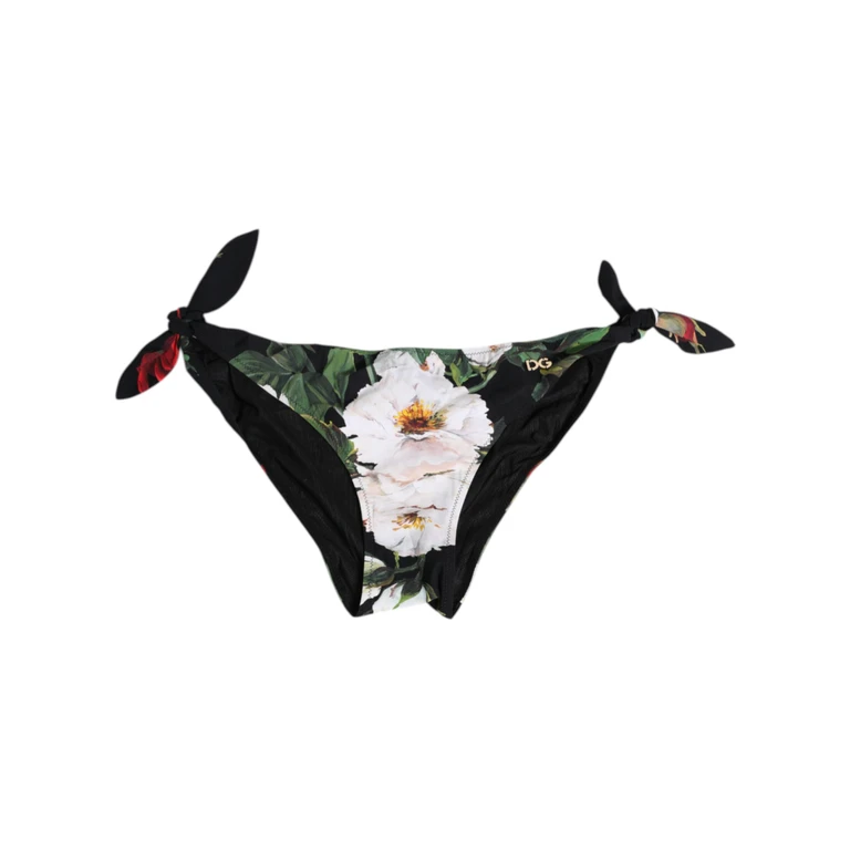 Dolce & Gabbana Black Side Tie Floral Bikini Bottom Swimwear 25+pa Clothing - Women