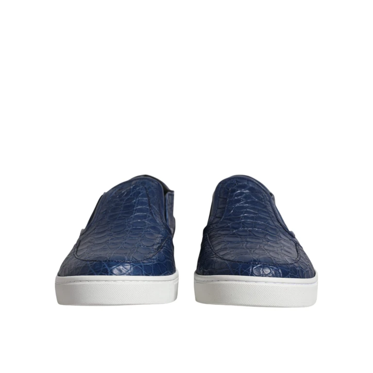 Dolce & Gabbana Blue Croc Exotic Leather Men Sneakers Shoes Crocodile Skin - Men