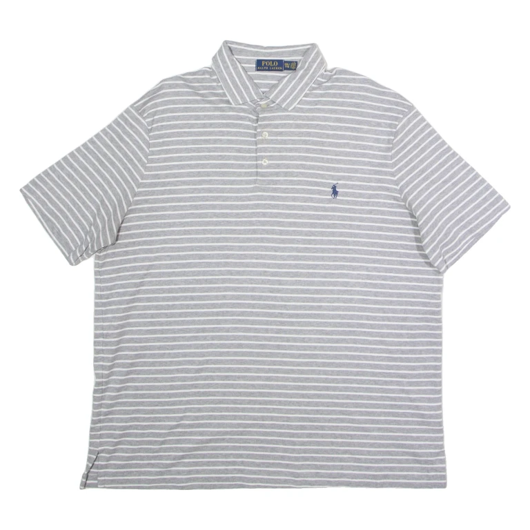 POLO RALPH LAUREN Mens Polo Shirt Grey Striped 2XL