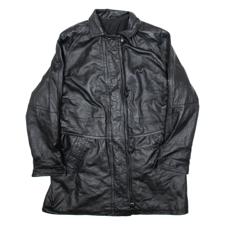 CANDA Womens Overcoat Coat Black Leather M