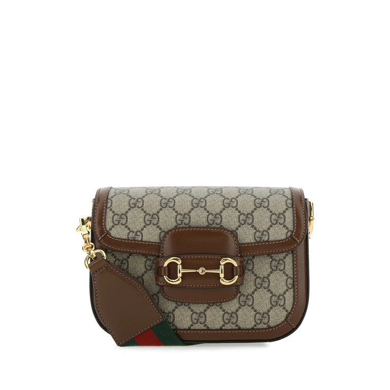 Gucci Gg Supreme Fabric And Leather Mini Horsebit 1955 Crossbody Bag 8565 Borse A Tracolla - Women