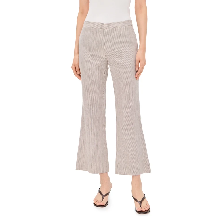 Vince Ticking Striped Crop Flare Trouser Taupe Wood 6