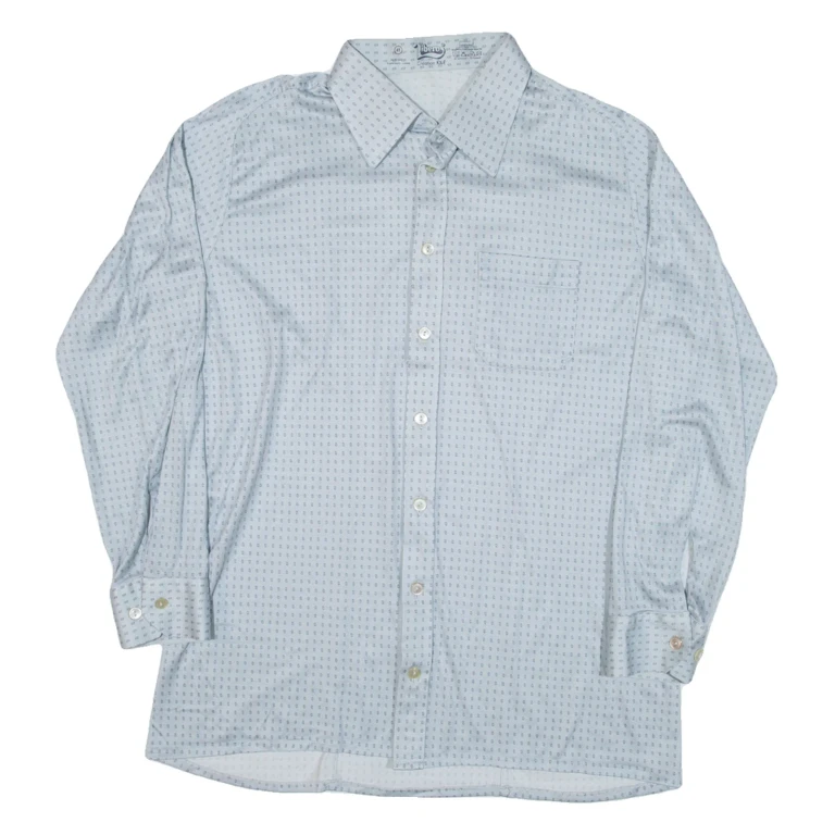Mens Shirt Blue Crazy Pattern Long Sleeve S