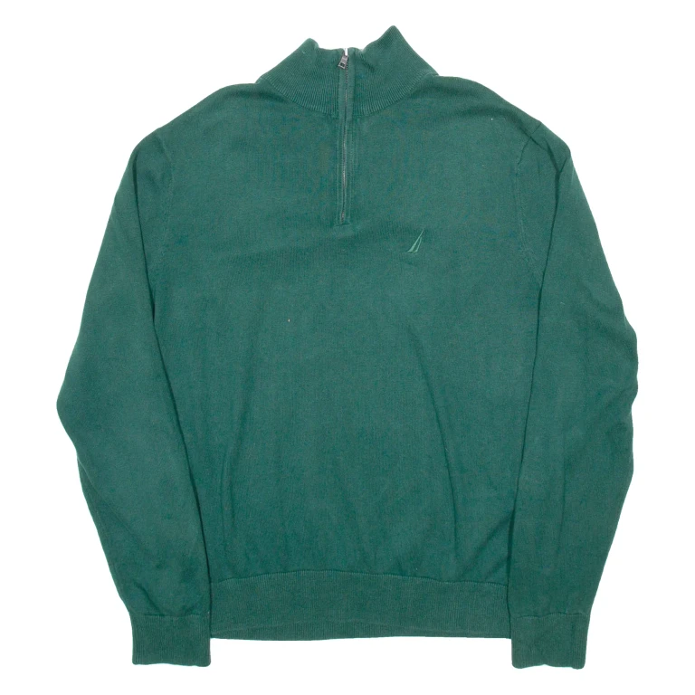 NAUTICA Mens Jumper Green 1/4 Zip Tight Knit M