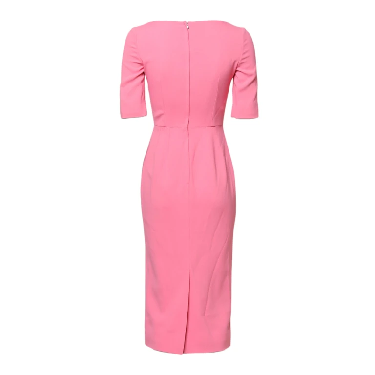 Dolce & Gabbana Pink Viscose Short Sleeve Sheath Midi Dress Acetate Elastane - Women