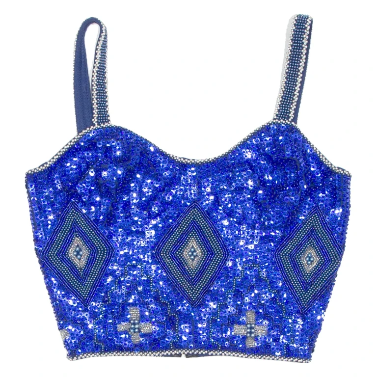 CLASS INTERNATIONAL Womens Cropped Top Blue Sleeveless S
