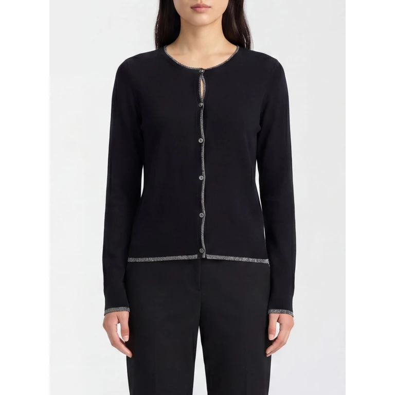 LIU JO Slim Fit Cardigan in Viscose Blend with Contrast Trims and Buttons (WXX056MS49I22222)