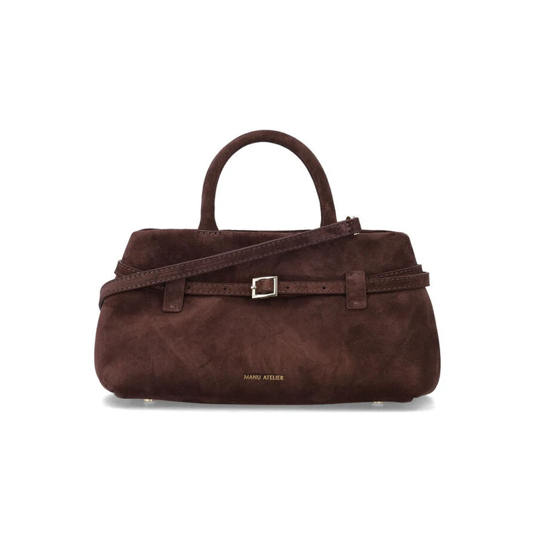 Le Cambon 25 Suede Handbag with Shoulder Strap (2024377DEEPBROWN)