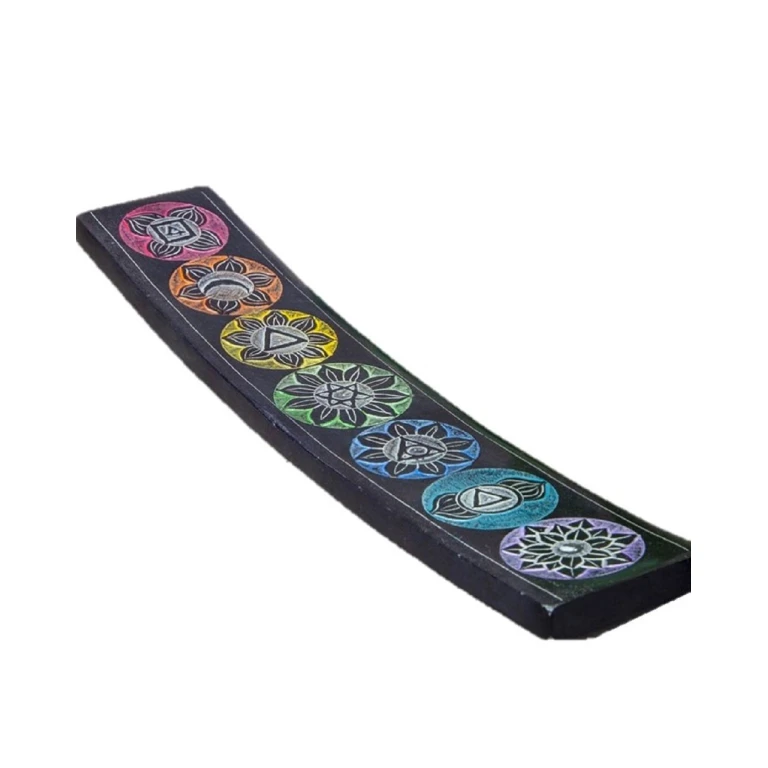 Seven Chakra Soapstone Incense Burner -10" Length