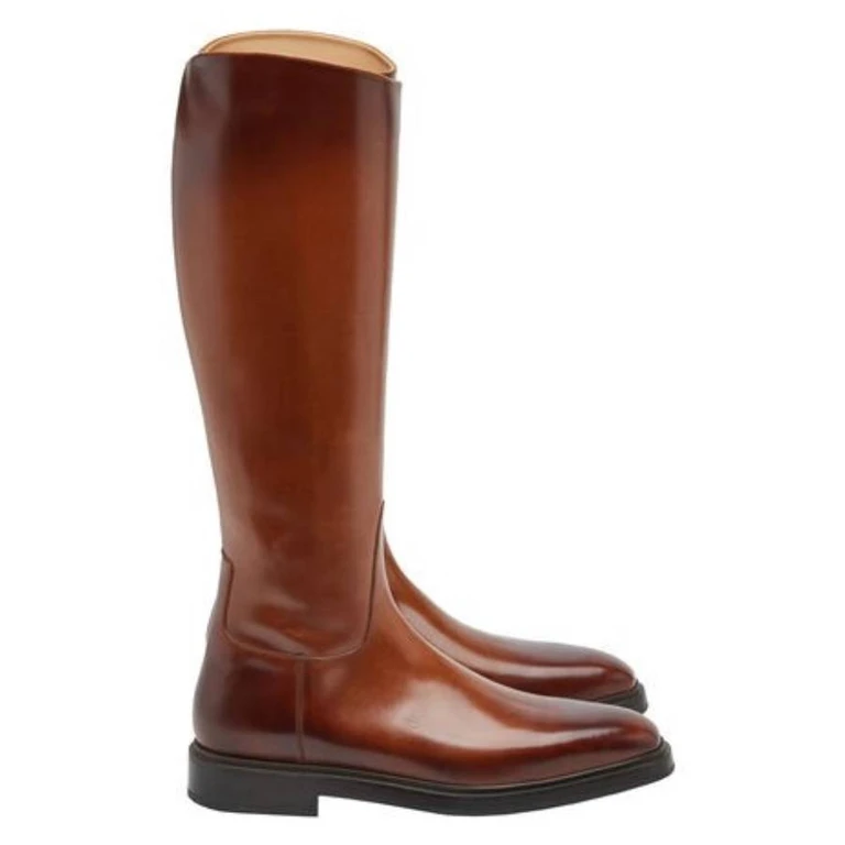 Ferragamo Fluid Leather Riding Boots, Size 9 EE