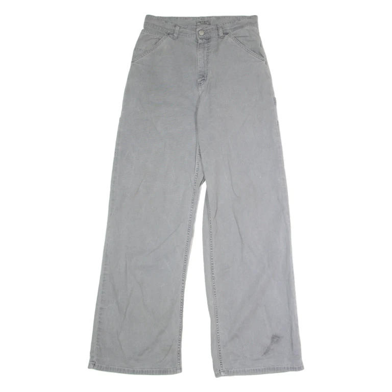 CARHARTT WIP Jeans Carpenter Womens Canvas Trousers Grey Loose Wide-Leg W26 L31