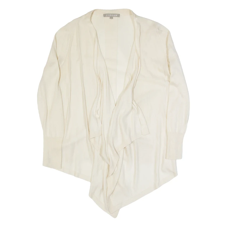 JIGSAW Womens Cardigan Beige Tight Knit M