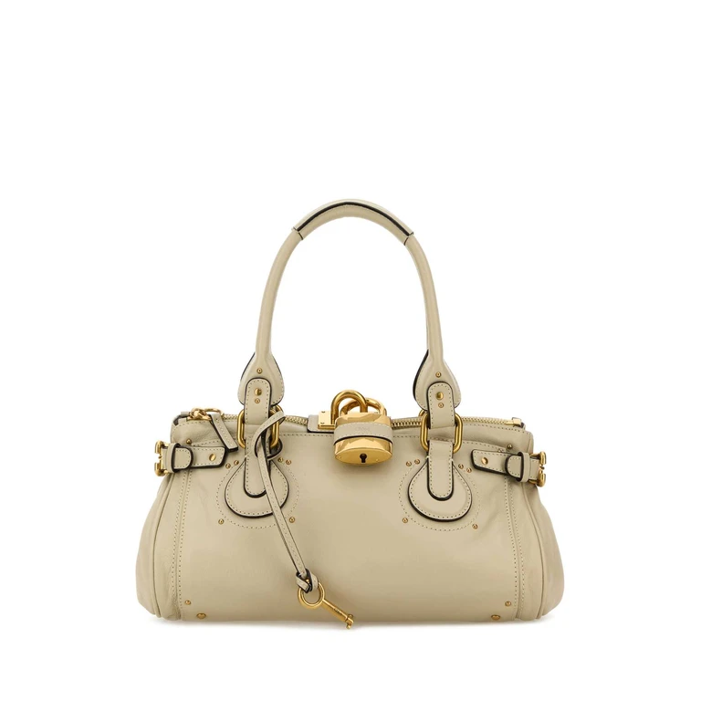 Chloé Sand Leather Paddington Shoulder Bag Cloudycream Borse A Mano - Women