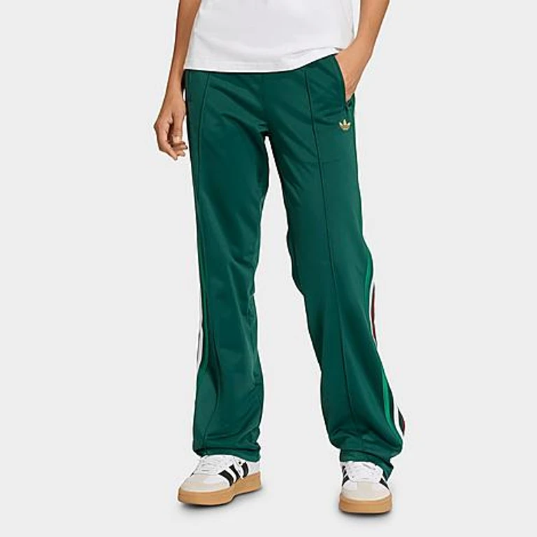 adidas Women's Originals Firebird Loose Track Pants in Team Dark Green/Bold Green/White Size: XXS