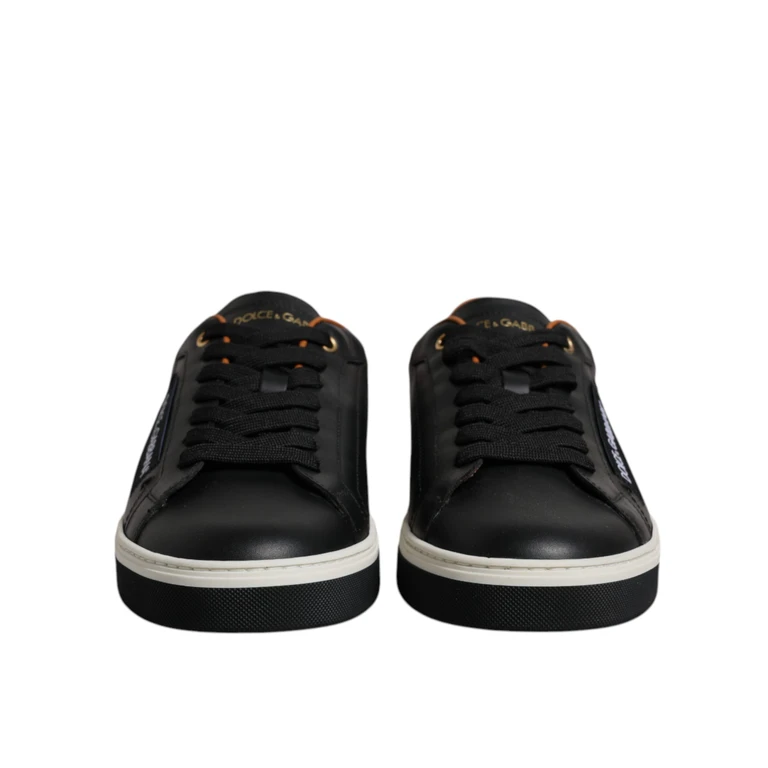Dolce & Gabbana Black Leather Low Top Men Sneakers Shoes Black/white Calf - Men