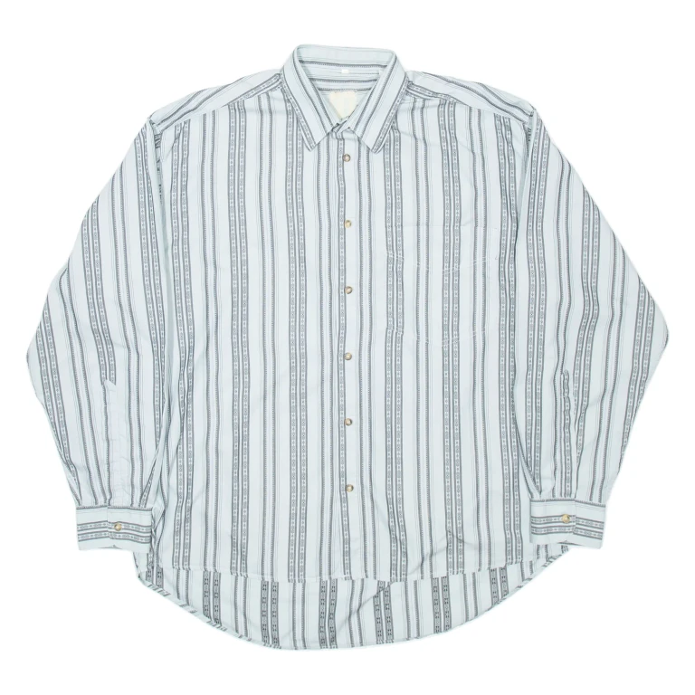 CALL UP Mens Shirt Blue Striped Long Sleeve XL