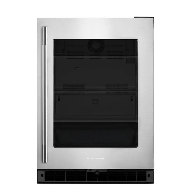 5.2 Cu. Ft. 24 in. Undercounter Refrigerator w/ Glass Door & Motion-Activated Led Lighting In Stainless Steel in Black Cabinet/Stainless Doors